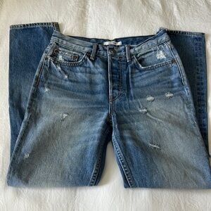 GRLFRND Blue Relaxed Jeans with Distressed Details